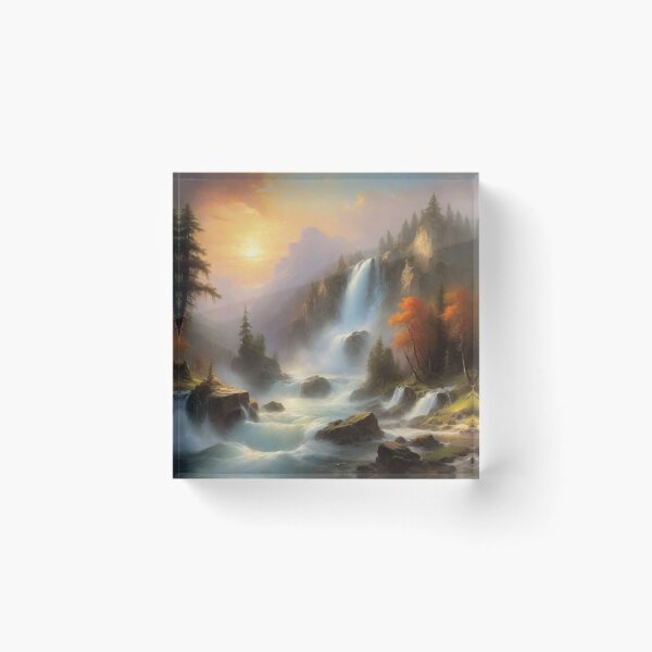 Item preview, Mountain Cascade | Sunset Waterfall Landscape designed and sold by Prachodayat Artworks.