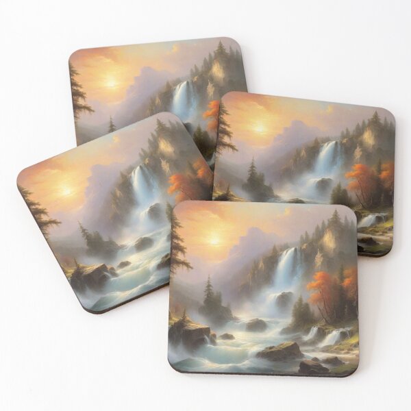 Item preview, Mountain Cascade | Sunset Waterfall Landscape designed and sold by Prachodayat Artworks.
