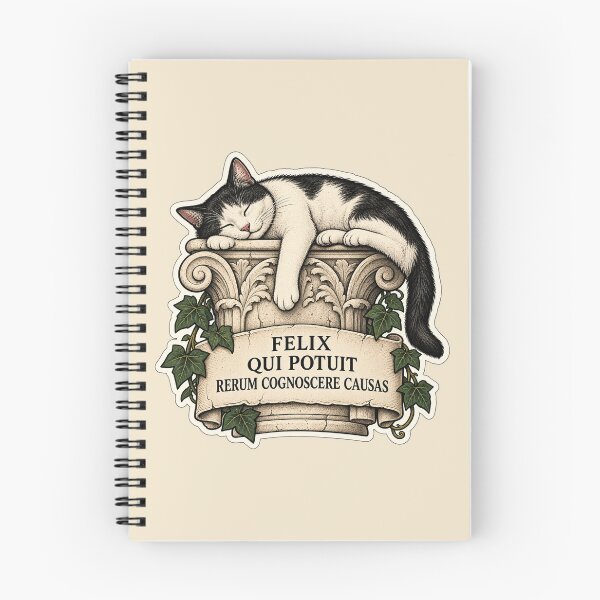 Item preview, Felix Qui Potuit Rerum Cognoscere Causas – Virgil Latin Quote Cat Design designed and sold by MetaModel Editions.