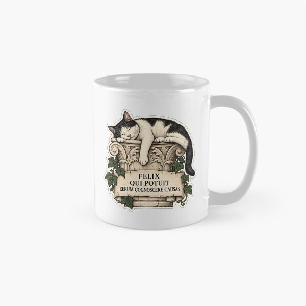 Item preview, Felix Qui Potuit Rerum Cognoscere Causas – Virgil Latin Quote Cat Design designed and sold by MetaModel Editions.