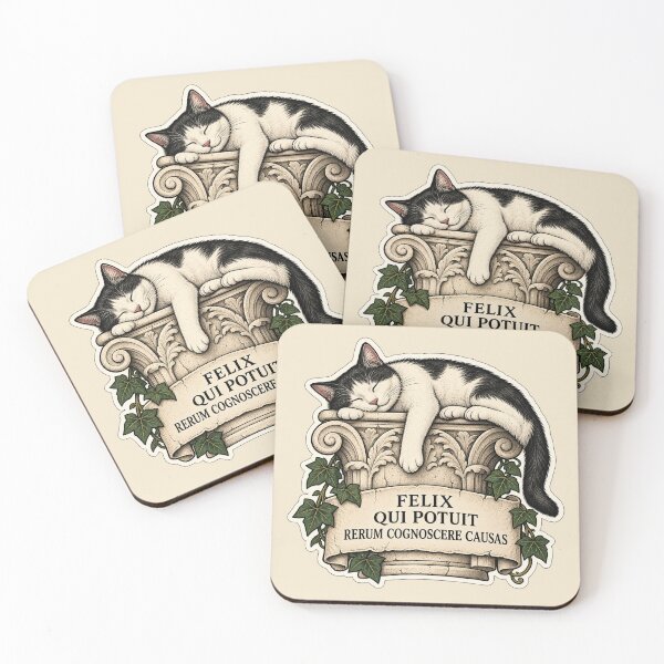 Item preview, Felix Qui Potuit Rerum Cognoscere Causas – Virgil Latin Quote Cat Design designed and sold by MetaModel Editions.