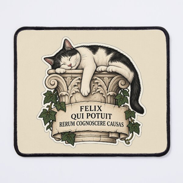 Item preview, Felix Qui Potuit Rerum Cognoscere Causas – Virgil Latin Quote Cat Design designed and sold by MetaModel Editions.