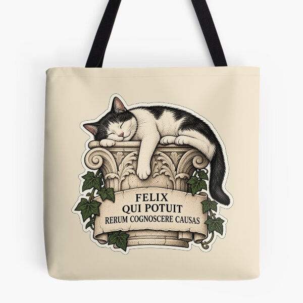 Item preview, Felix Qui Potuit Rerum Cognoscere Causas – Virgil Latin Quote Cat Design designed and sold by MetaModel Editions.