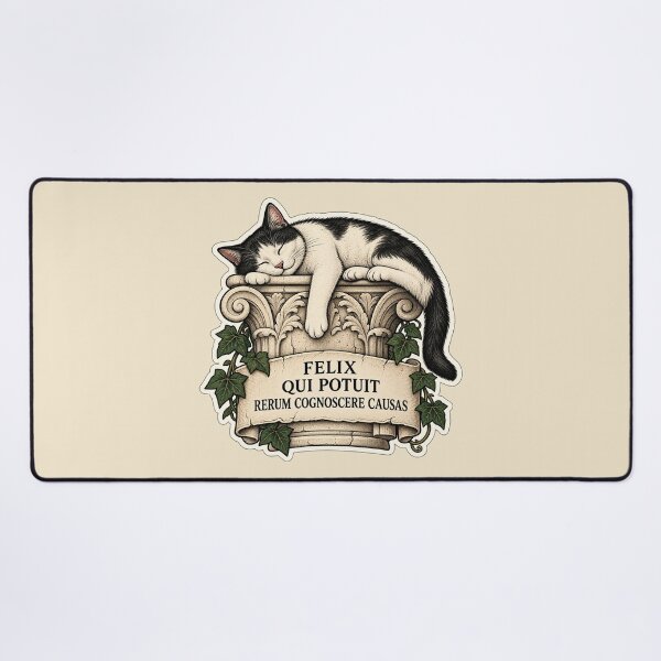 Item preview, Felix Qui Potuit Rerum Cognoscere Causas – Virgil Latin Quote Cat Design designed and sold by MetaModel Editions.