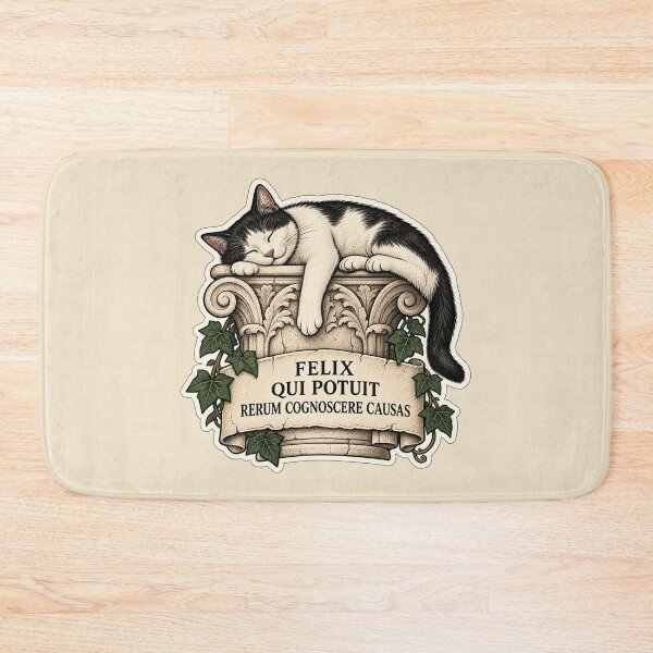 Aperçu de l'œuvre Felix Qui Potuit Rerum Cognoscere Causas – Virgil Latin Quote Cat Design créée et vendue par MetaModel Editions.