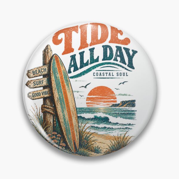 Item preview, Tide All Day Coastal Soul Vintage Surf Beach Sunset Design designed and sold by @SHINTOSARTSTORE.