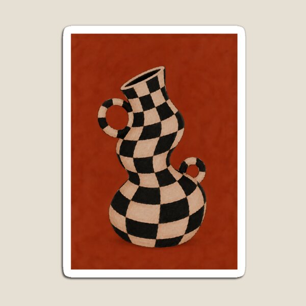 Item preview, Wavy Checkered Vase Vintage Terracotta Still Life Art designed and sold by artswag.
