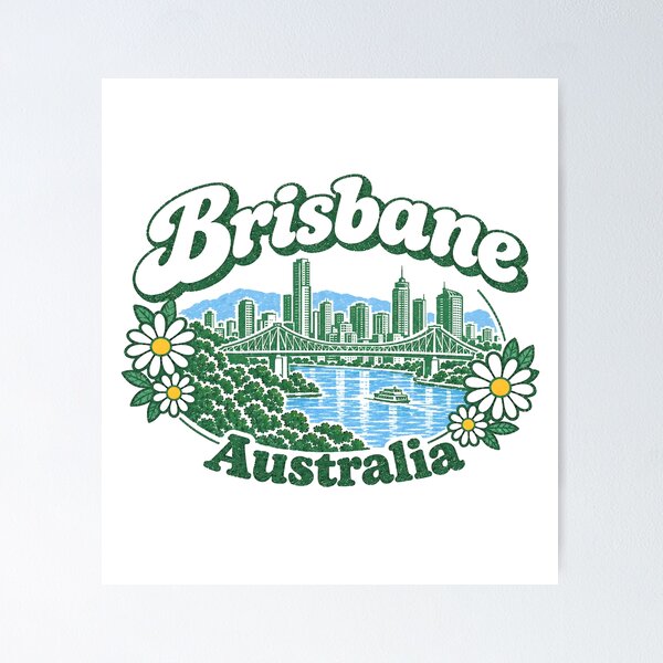 Item preview, Brisbane Australia Cute Floral Skyline designed and sold by HowToCanadian.