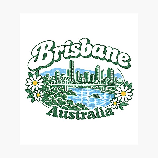 Item preview, Brisbane Australia Cute Floral Skyline designed and sold by HowToCanadian.