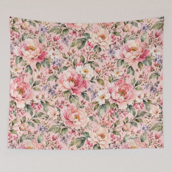 Item preview, Blush Pink Watercolor Floral Garden designed and sold by VibnWalls.