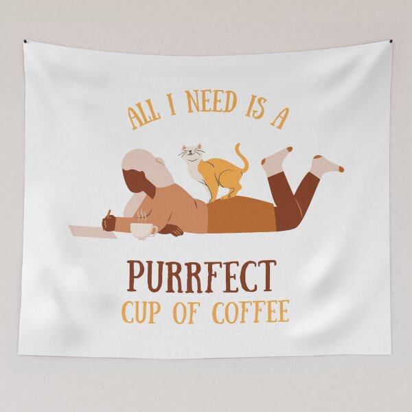Item preview, All I Need Is a Purrfect Cup of Coffee - Cat & Coffee Illustration designed and sold by MiaBellaGirl.