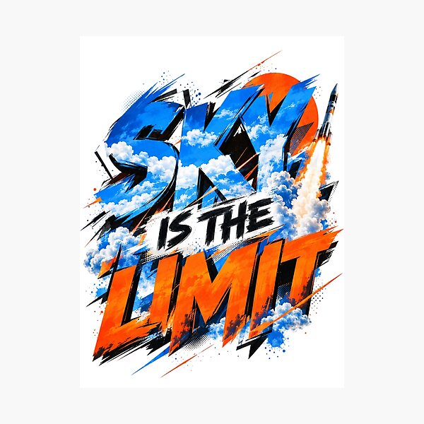 Item preview, Sky Is the Limit – Electric Blue & Orange Typography designed and sold by Jandedan.
