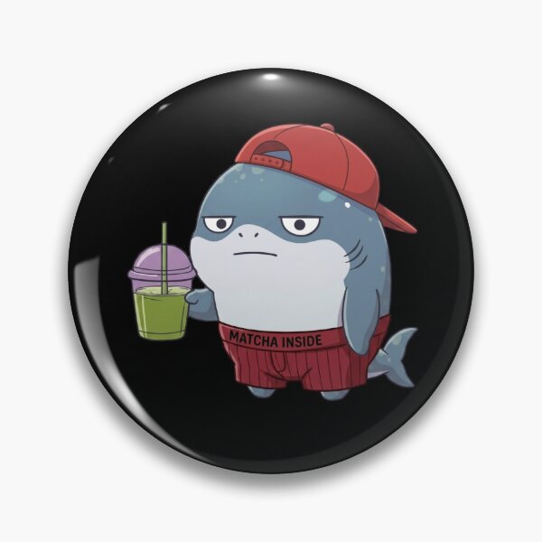 Item preview, Grumpy Shark Drinking Matcha designed and sold by Nature's Chibis.