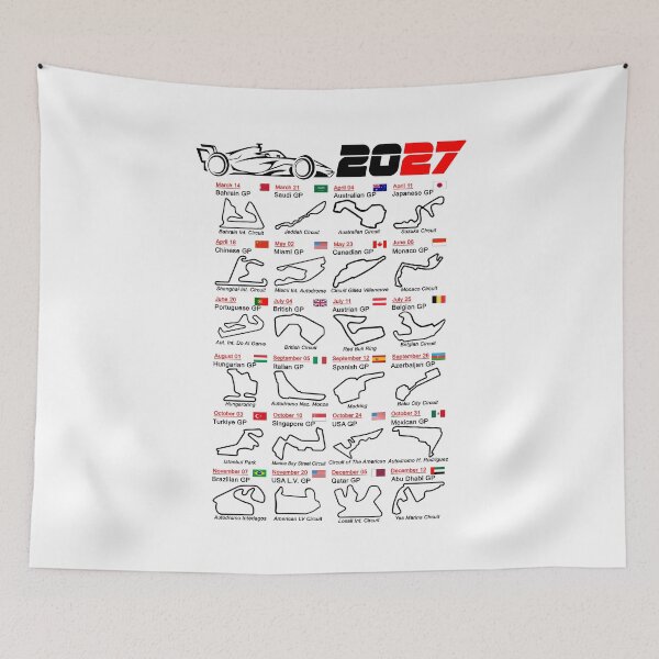 Item preview, Calendar Formula race cars 2027 named circuits white designed and sold by ideasfinder.