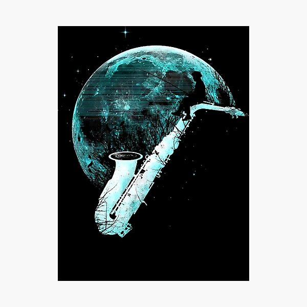 Item preview, Surreal Saxophone Moon Silhouette Watercolor Art designed and sold by AxelRausch.