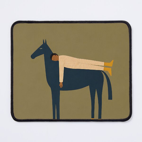 Item preview, Minimalist Person Lying on Blue Horse Folk Art designed and sold by artswag.