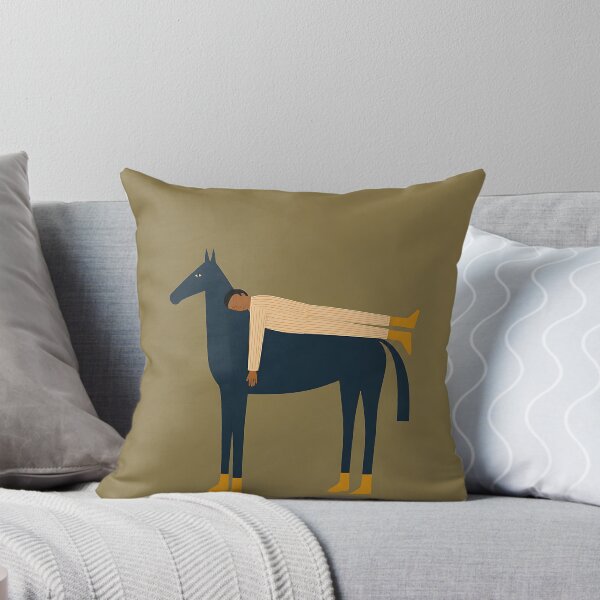 Item preview, Minimalist Person Lying on Blue Horse Folk Art designed and sold by artswag.