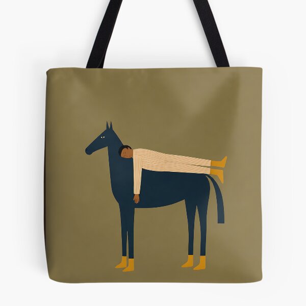 Item preview, Minimalist Person Lying on Blue Horse Folk Art designed and sold by artswag.