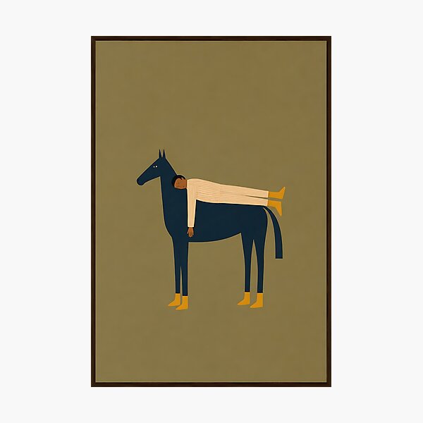 Item preview, Minimalist Person Lying on Blue Horse Folk Art designed and sold by artswag.