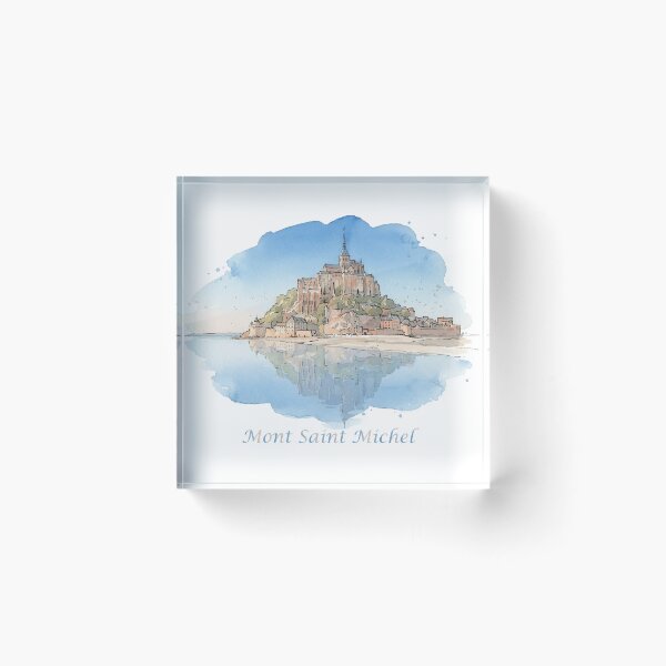 Item preview, Mont Saint Michel Abbey Normandy France Watercolor Art designed and sold by NareArt.