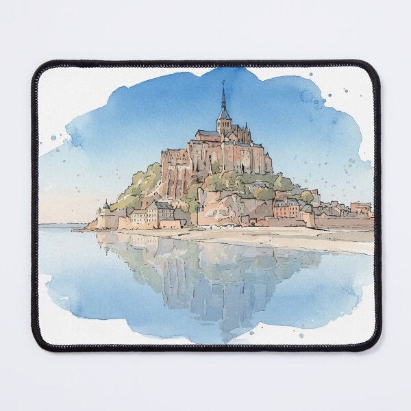 Item preview, Mont Saint Michel Abbey Normandy France Watercolor Art designed and sold by NareArt.