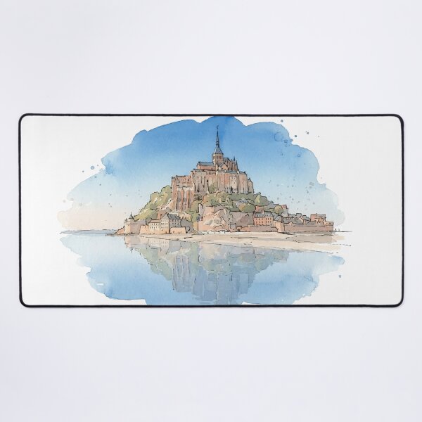 Item preview, Mont Saint Michel Abbey Normandy France Watercolor Art designed and sold by NareArt.