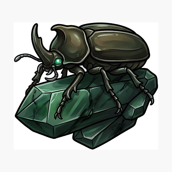 Item preview, Gothic Rhinoceros Beetle Jade Crystal designed and sold by IllumeInk.