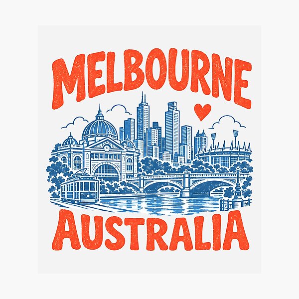 Item preview, Melbourne Australia Retro City designed and sold by HowToCanadian.