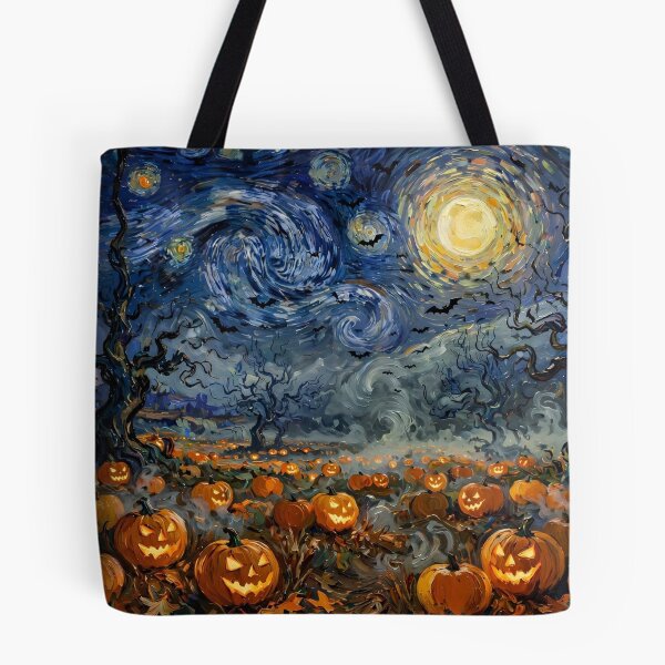 Item preview, Starry Night Halloween Pumpkin Field designed and sold by Late Theory.