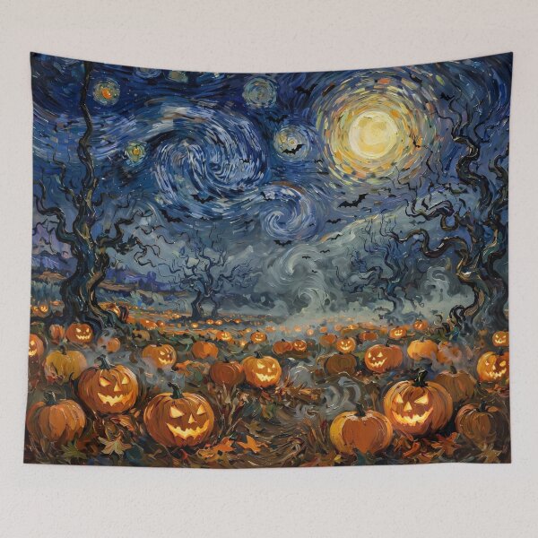 Item preview, Starry Night Halloween Pumpkin Field designed and sold by Late Theory.
