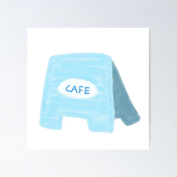 Item preview, Blue Cafe Sidewalk Sign Board designed and sold by raun.draw.