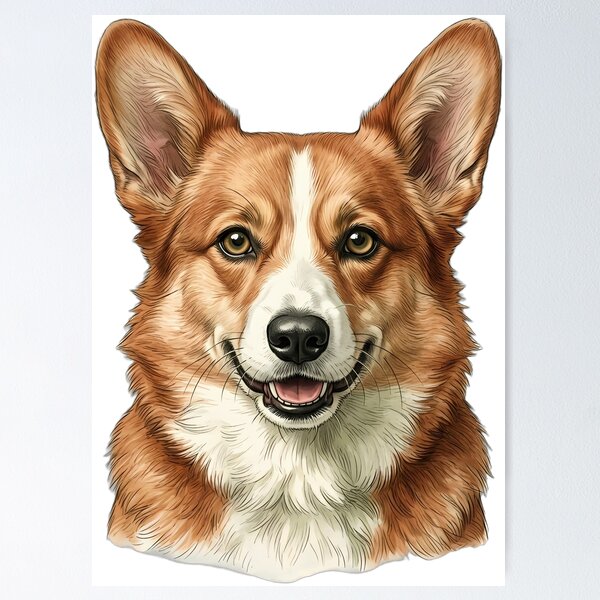 Item preview, Vintage Naturalist Corgi Portrait — Antique Dog Breed Art designed and sold by Catch333.