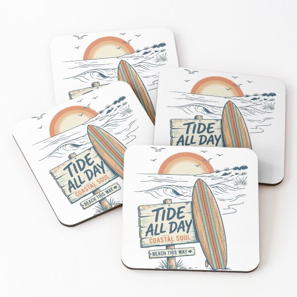 Item preview, Tide All Day Coastal Soul Retro Line Art Surfboard Beach Design designed and sold by @SHINTOSARTSTORE.