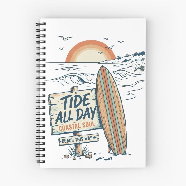 Item preview, Tide All Day Coastal Soul Retro Line Art Surfboard Beach Design designed and sold by @SHINTOSARTSTORE.
