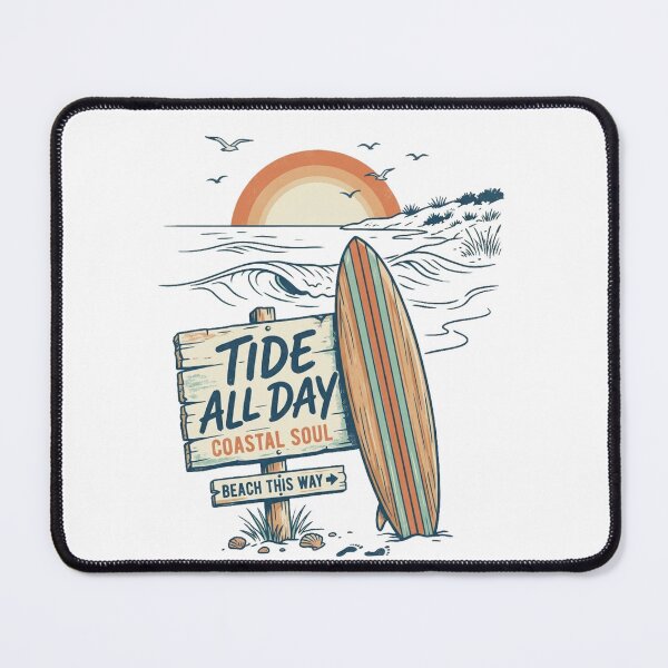 Item preview, Tide All Day Coastal Soul Retro Line Art Surfboard Beach Design designed and sold by @SHINTOSARTSTORE.