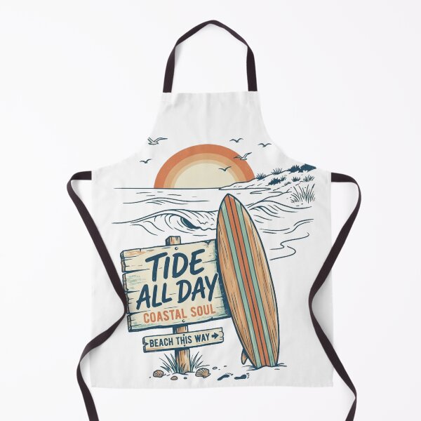 Item preview, Tide All Day Coastal Soul Retro Line Art Surfboard Beach Design designed and sold by @SHINTOSARTSTORE.