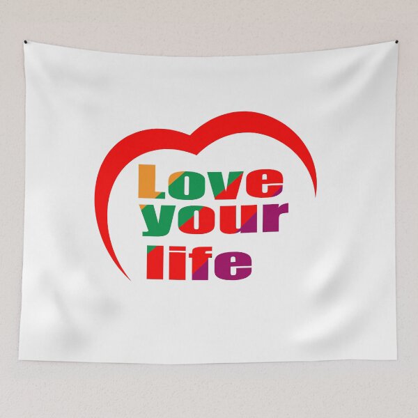 Item preview, Love Your Life Inspirational Heart Typography T-Shirt Design designed and sold by Carftora786.
