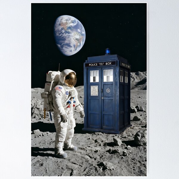 Item preview, NASA astronaut finds police box on the moon designed and sold by WiseBow.