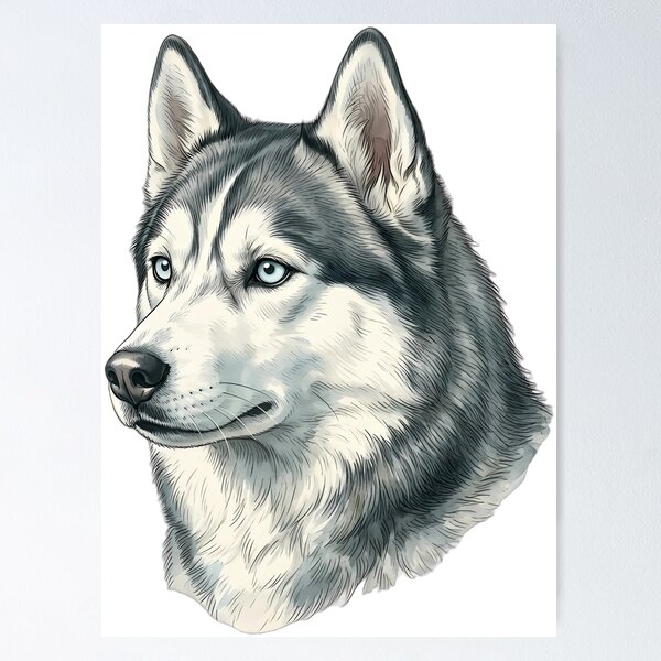 Item preview, Vintage Naturalist Siberian Husky Portrait — Antique Dog Breed Art designed and sold by Catch333.