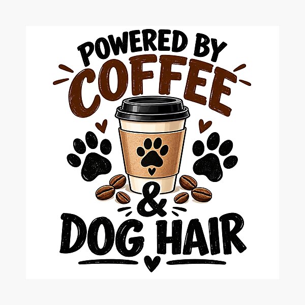 Item preview, Powered by Coffee and Dog Hair Funny Dog Lover Design designed and sold by SquareSign.