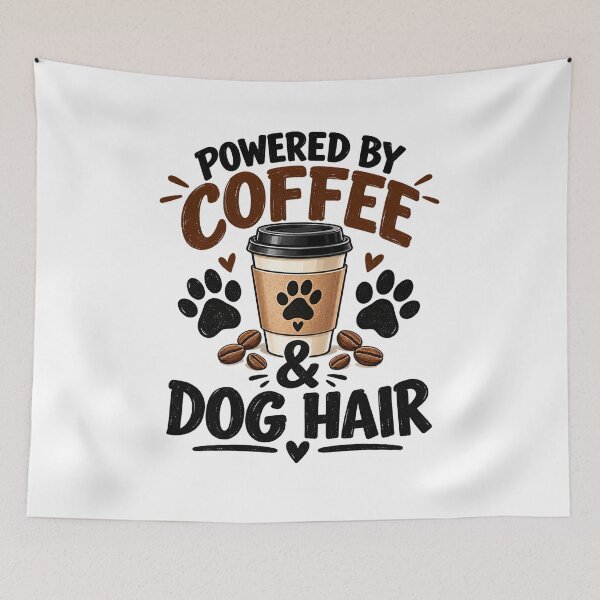 Item preview, Powered by Coffee and Dog Hair Funny Dog Lover Design designed and sold by SquareSign.