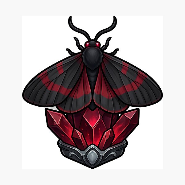 Item preview, Gothic Cinnabar Moth Ruby Crystal designed and sold by IllumeInk.
