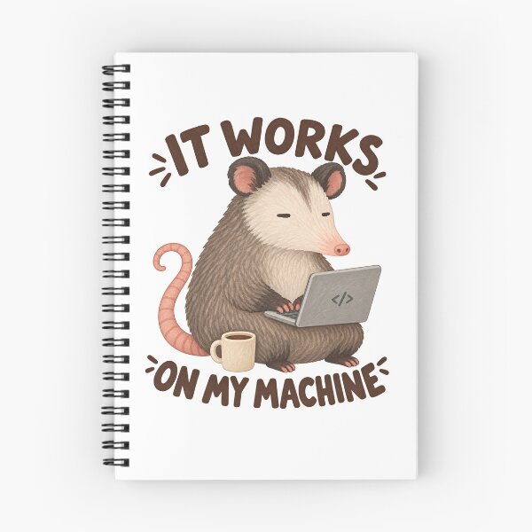 Item preview, Opossum Programmer with Laptop and “It Works on My Machine” Quote designed and sold by SayMaria.