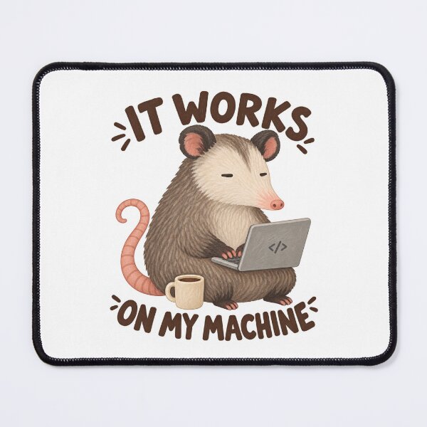 Item preview, Opossum Programmer with Laptop and “It Works on My Machine” Quote designed and sold by SayMaria.