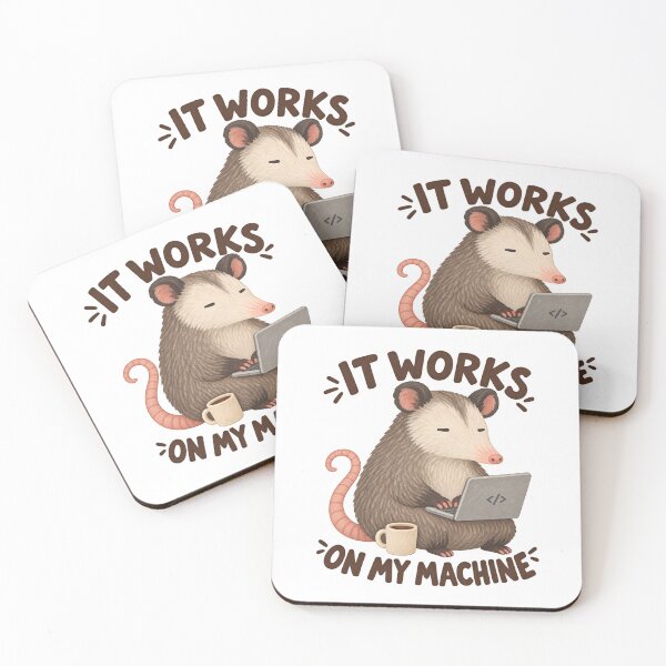 Item preview, Opossum Programmer with Laptop and “It Works on My Machine” Quote designed and sold by SayMaria.