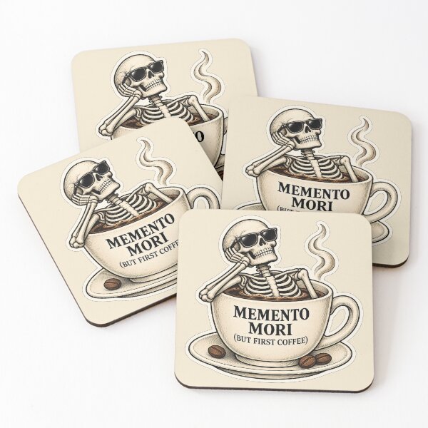 Item preview, Memento Mori But First Coffee – Funny Latin Skull Coffee Design designed and sold by MetaModel Editions.