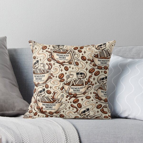 Item preview, Memento Mori But First Coffee – Funny Latin Skull Coffee Design designed and sold by MetaModel Editions.