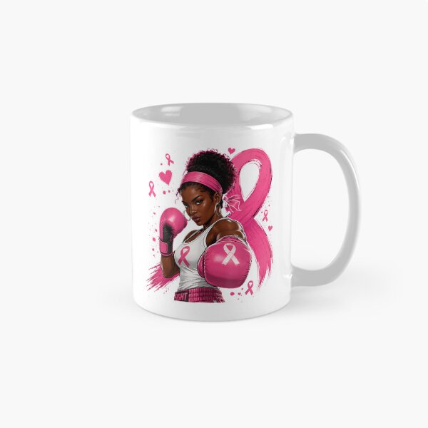 Item preview, Black Woman Boxer Pink Ribbon Breast Cancer Fighter Design designed and sold by gritgraphas.