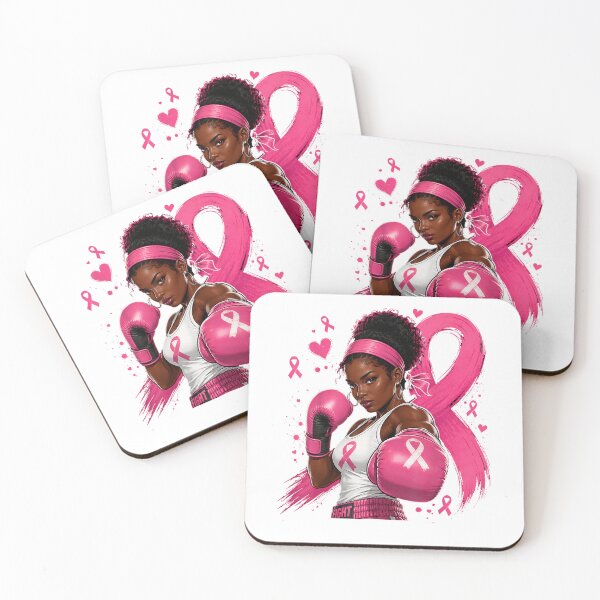 Item preview, Black Woman Boxer Pink Ribbon Breast Cancer Fighter Design designed and sold by gritgraphas.