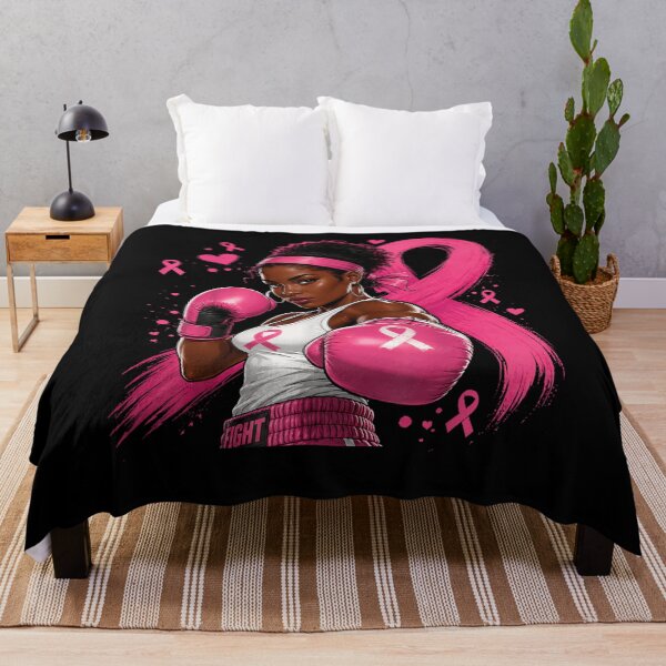 Item preview, Black Woman Boxer Pink Ribbon Breast Cancer Fighter Design designed and sold by gritgraphas.